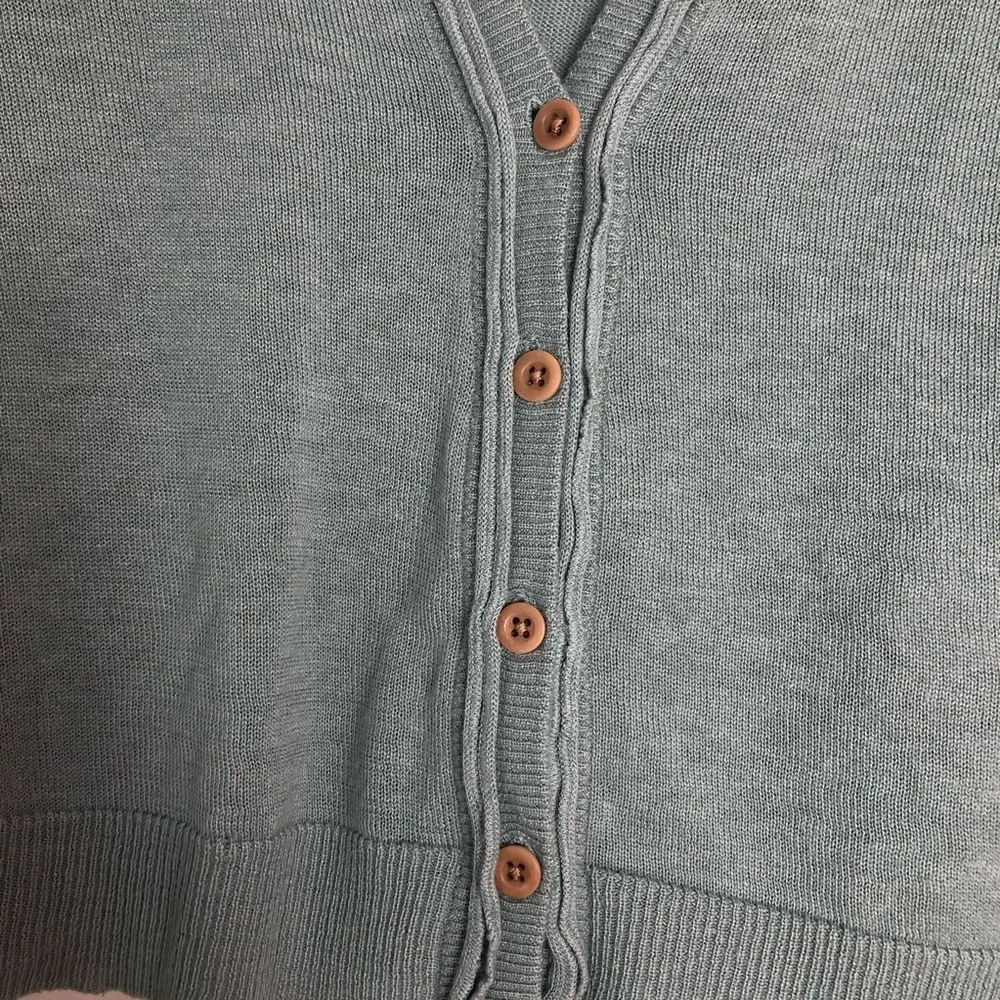 Ruehl No.925 Sea foam Green Cardigan Sweater Cashmere Silk Lightweight Womens XS - Picture 2 of 5